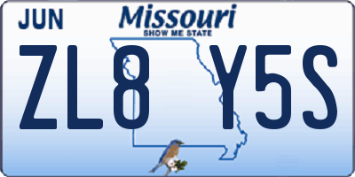 MO license plate ZL8Y5S