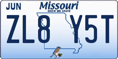 MO license plate ZL8Y5T