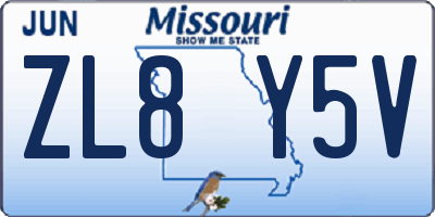 MO license plate ZL8Y5V