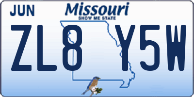 MO license plate ZL8Y5W