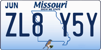 MO license plate ZL8Y5Y