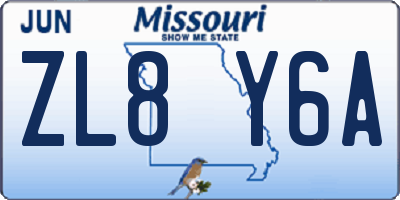 MO license plate ZL8Y6A