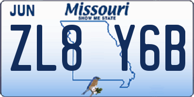 MO license plate ZL8Y6B
