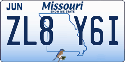 MO license plate ZL8Y6I