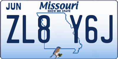 MO license plate ZL8Y6J