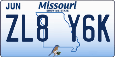 MO license plate ZL8Y6K