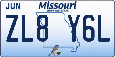 MO license plate ZL8Y6L