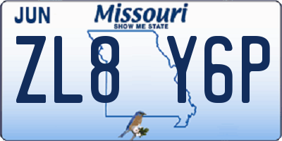 MO license plate ZL8Y6P