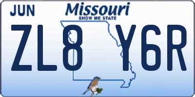 MO license plate ZL8Y6R