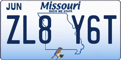 MO license plate ZL8Y6T