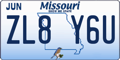 MO license plate ZL8Y6U
