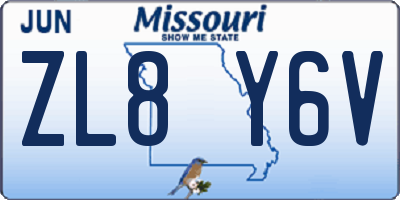 MO license plate ZL8Y6V