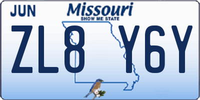 MO license plate ZL8Y6Y