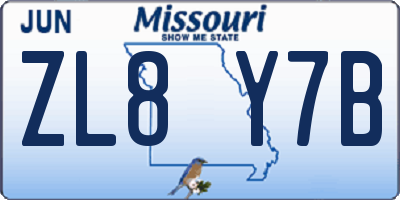 MO license plate ZL8Y7B