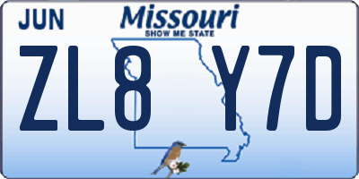 MO license plate ZL8Y7D