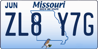 MO license plate ZL8Y7G