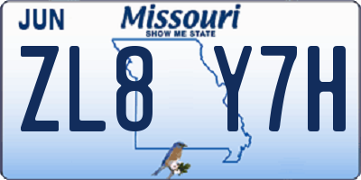 MO license plate ZL8Y7H