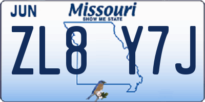MO license plate ZL8Y7J