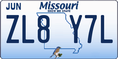 MO license plate ZL8Y7L