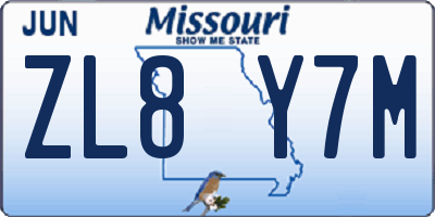 MO license plate ZL8Y7M