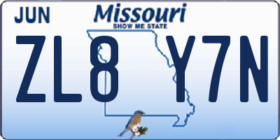 MO license plate ZL8Y7N