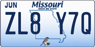 MO license plate ZL8Y7Q