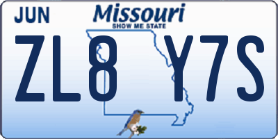 MO license plate ZL8Y7S