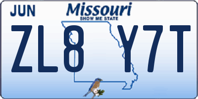 MO license plate ZL8Y7T