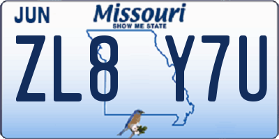 MO license plate ZL8Y7U