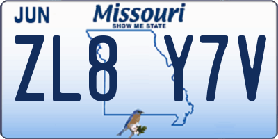MO license plate ZL8Y7V