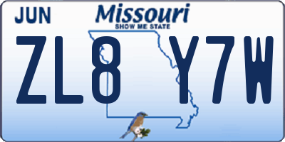 MO license plate ZL8Y7W