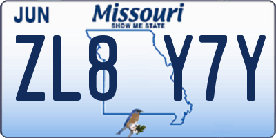 MO license plate ZL8Y7Y