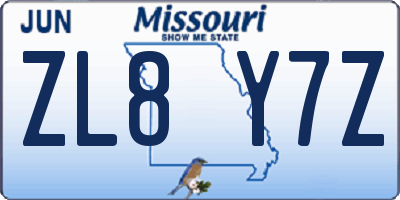MO license plate ZL8Y7Z