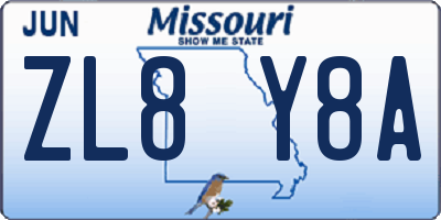 MO license plate ZL8Y8A