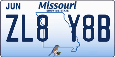 MO license plate ZL8Y8B