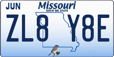 MO license plate ZL8Y8E