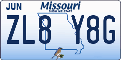 MO license plate ZL8Y8G