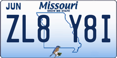 MO license plate ZL8Y8I