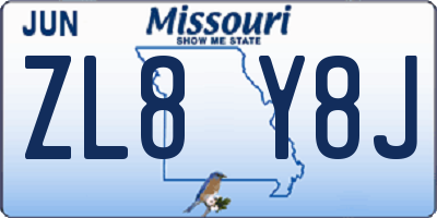 MO license plate ZL8Y8J