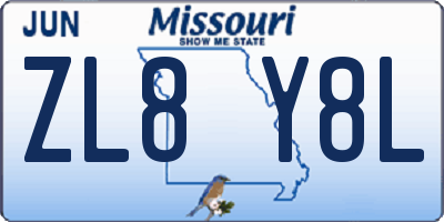 MO license plate ZL8Y8L
