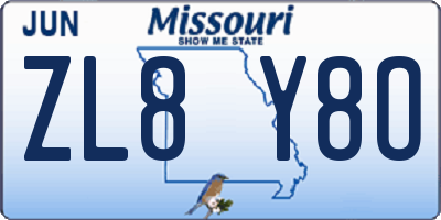 MO license plate ZL8Y8O