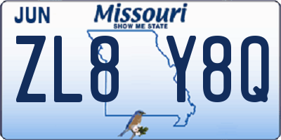 MO license plate ZL8Y8Q