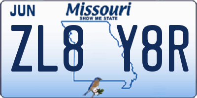 MO license plate ZL8Y8R