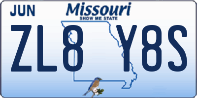 MO license plate ZL8Y8S