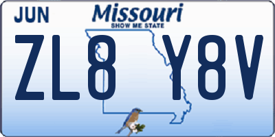 MO license plate ZL8Y8V