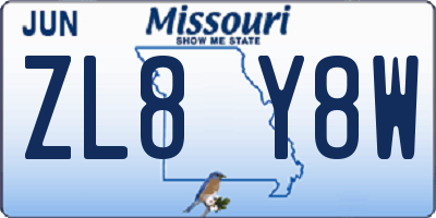 MO license plate ZL8Y8W