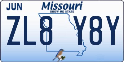 MO license plate ZL8Y8Y