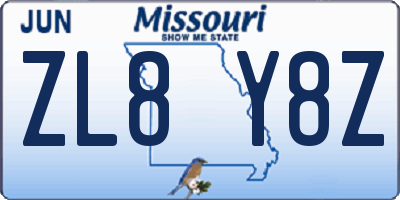 MO license plate ZL8Y8Z