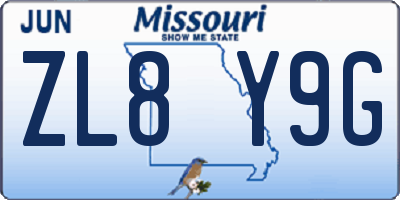 MO license plate ZL8Y9G