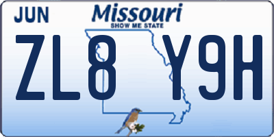 MO license plate ZL8Y9H